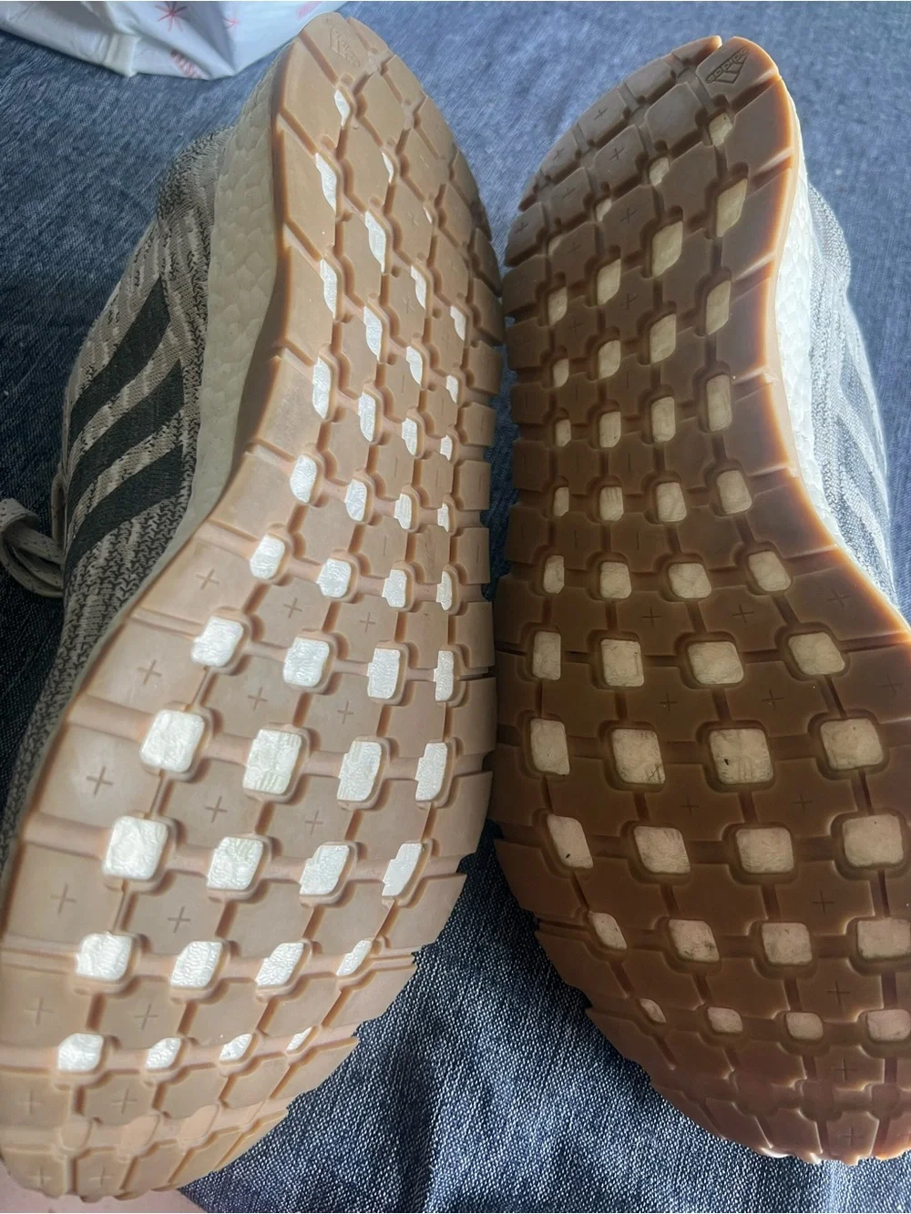 adidas Men’s Beige Knit Athletic Sneakers with Black Accents